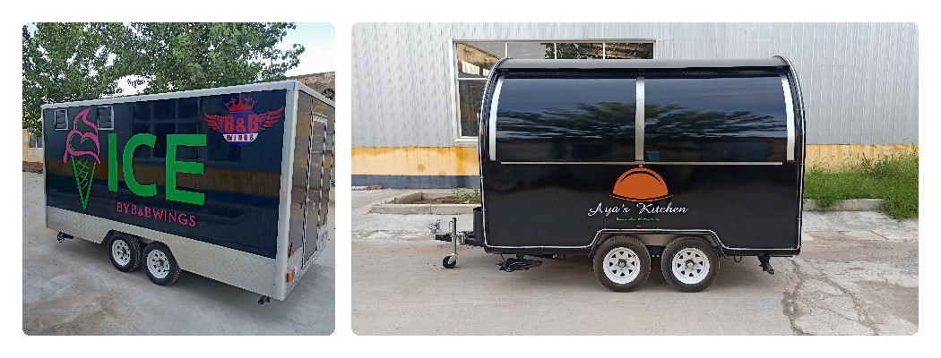 custom food trailers with logo sticker